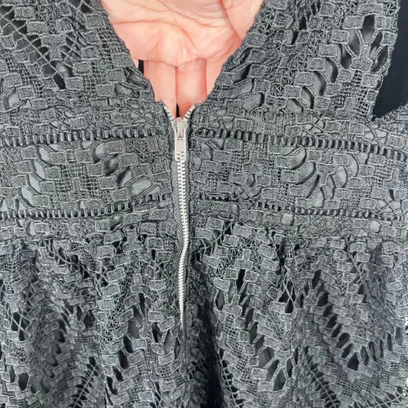 SUGAR+LIPS All My Love Women's Plunging Neck Lace Mini Dress  Black Pleats Small - Picture 11 of 13